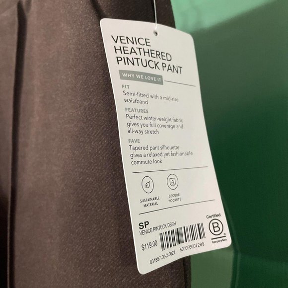 ATHLETA VENICE Heathered pintuck PANTS in DARK BROWN sz SMALL - NWT  retail $119 - Picture 8 of 14